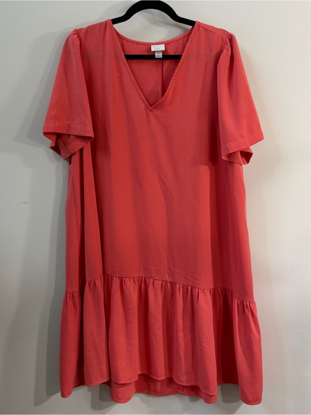 A New Day Coral Drop Waist Short Sleeve Dress Size XL
